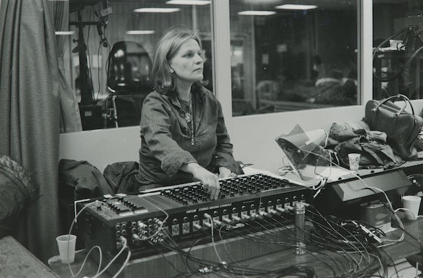 Audio engineer Marilyn Ries operating a stereo mixing console in 1976.