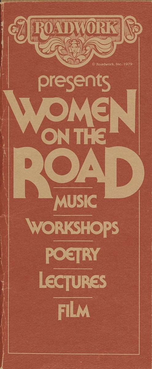 Enclosure for a 1979 set of flyers promoting women artists with the title, Roadwork Presents: Women on the Road.