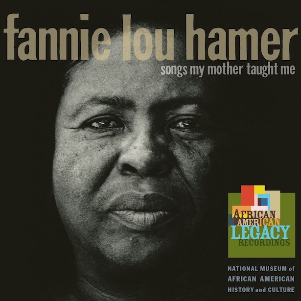 CD cover art for Songs My Mother Taught Me by Fannie Lou Hamer, featuring a photographic portrait of the artist.