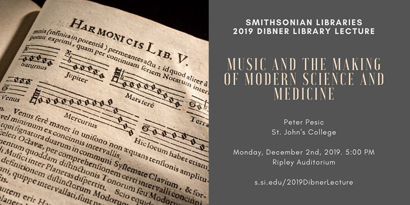 2019 Dibner Lecture graphic with photo of book page