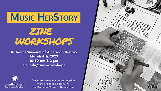 Graphic for Music HerStory Zine Workshops