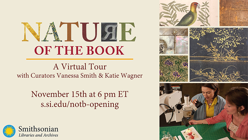 Graphic for Nature of the Book: A Virtual Tour. Image includes collage of book materials. 