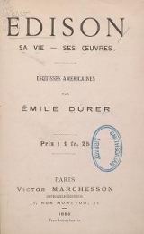 Cover of Edison - sa vie--ses œuvres - esquisses américaines
