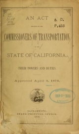 Cover of An act relative to the Commissioners of transportation of the State of California
