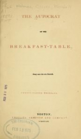 Cover of The autocrat of the breakfast-table