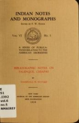 Cover of Bibliographic notes on Palenque, Chiapas