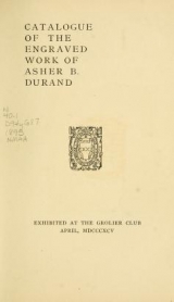 Cover of Catalogue of the engraved work of Asher B. Durand