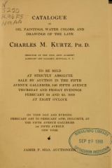 Cover of Catalogue of oil paintings, water colors, and drawings of the late Charles M. Kurtz
