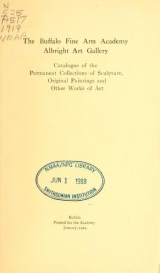 Cover of Catalogue of the permanent collections of sculpture, original paintings and other works of art