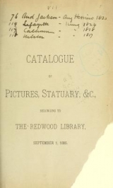 Cover of Catalogue of pictures, statuary & c., belonging to the Redwood Library, September 1, 1885