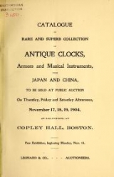 Cover of Catalogue of rare and superb collection of antique clocks, armors and musical instruments from Japan and China.