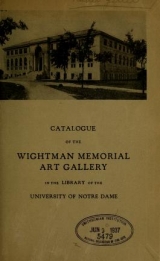 Cover of Catalogue of the Wightman Memorial Art Gallery in the library of the University of Notre Dame 