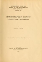 Cover of Certain mounds in Haywood County, North Carolina