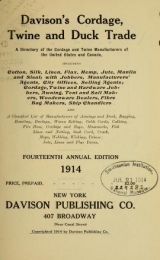 Cover of Davison's cordage, twine and duck trade