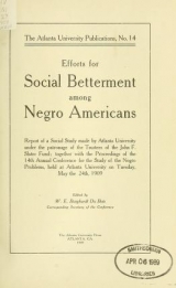 Cover of Efforts for social betterment among Negro Americans