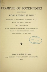 Cover of Examples of bookbinding executed by Robt. Rivière & Son
