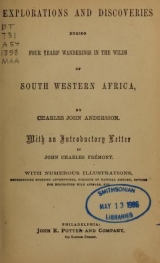 Cover of Explorations and discoveries during four years' wanderings in the wilds of south western Africa -