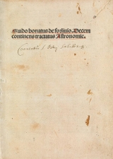 Cover of Guido Bonatus de Forlinio decem continens tractatus astronomie