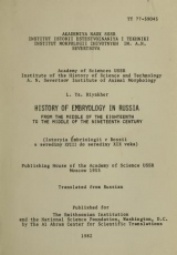 Cover of History of embryology in Russia from the middle of the eighteenth to the middle of the nineteenth century