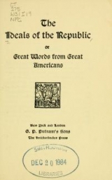 Cover of The Ideals of the republic