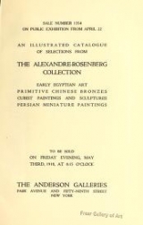Cover of An Illustrated Catalogue of Selections from the Alexandre-Rosenberg Collection, Early Egyptian Art Primitive Chinese Bronzes Cubist Paintings and Scul