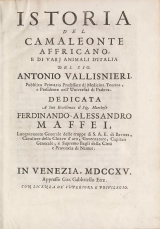 Cover of Istoria del camaleonte affricano, e di varj animali d'Italia