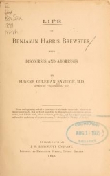 Cover of Life of Benjamin Harris Brewster