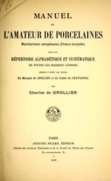 Cover of Manuel de l'amateur de porcelaines manufactures européennes (France exceptée)