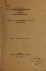 Cover of Medical observations on the Zuñi Indians