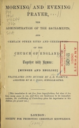 Cover of Morning and evening prayer, the administration of the sacraments, and certain other rites and ceremonies of the Church of England