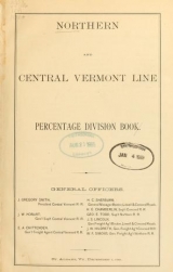 Cover of Northern and Central Vermont Line percentage division book