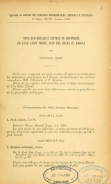 Cover of Note sur quelques espèces de crustacés de l'Ile Saint Thomé, ilot das Rolas et Angola