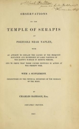 Cover of Observations on the temple of Serapis at Pozzuoli near Naples