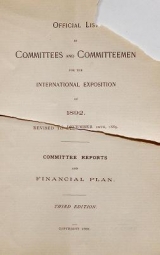 Cover of Official list of committees and committeemen for the International Exposition of 1892