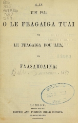 Cover of O le tusi paia o le Feagaiga Tuai ma le Feagaiga Fou lea, ua faasamoaina