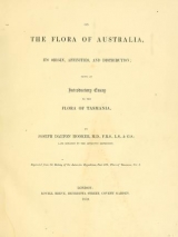 Cover of On the flora of Australia - its origin, affinities, and distribution - being an introductory essay to the flora of Tasmania