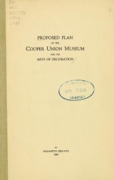 Cover of Proposed plan of the Cooper Union Museum for the Arts of Decoration