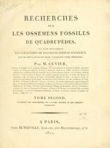 Cover of Recherches sur les ossemens fossiles de quadrupèdes - où l'on rétablit les caractères de plusieurs espèces d'animaux que les révolutions du glob