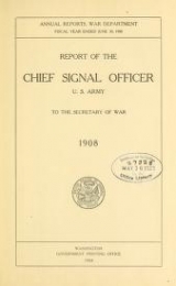 Cover of Report of the Chief Signal Officer, United States Army, to the Secretary of War.