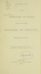 Cover of Report of the Secretary of State relative to certain branches of industry. May session