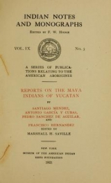 Cover of Reports on the Maya Indians of Yucatan 