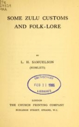 Cover of Some Zulu customs and folk-lore