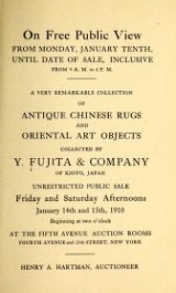 Cover of A very remarkable collection of antique Chinese rugs and oriental art objects collected by Y. Fujita & Company of Kioto, Japan