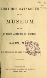 Cover of Visitor's catalogue of the Museum of the Peabody Academy of Science, Salem, Mass