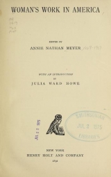 Cover of Woman's work in America