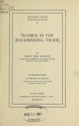 Cover of Women in the bookbinding trade