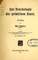 Cover of Zur Psychologie der primitiven Kunst ein Vortrag