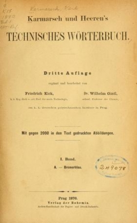 Cover of- Karmarsch und Heeren's Technisches Wörterbuch