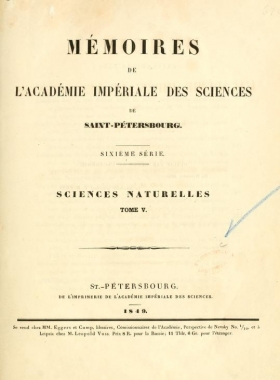 Cover of Mémoires de l'Académie impériale des sciences de St.-Pétersbourg