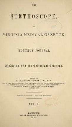 Cover of The Stethoscope and Virginia medical gazette
